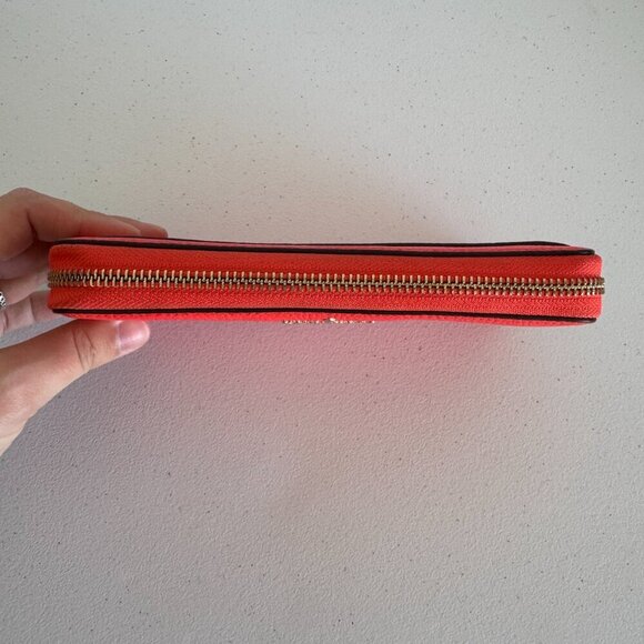 Kate Spade Bright Coral Leather Zip Wallet – Pebbled Leather Gold Hardware - Picture 2 of 6